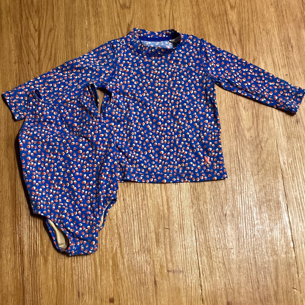 J Crew swim lot 3-6 month swim suit and 6-12 month rash guard